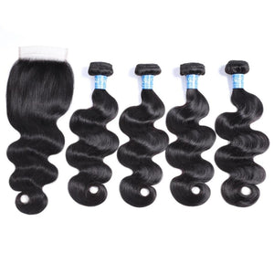 Indian  Remy Hair Bundles With Lace Closure