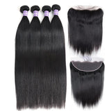 Indian Straight Hair Bundles With Frontal 13X4 Lace