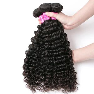Brazilian Deep Wave Bundles With Closure Human Hair Bundles