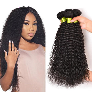 inky Curly Hair Bundles 100% Human Hair Bundles 4 or 3 Bundles