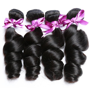Natural Black 1/3/4pcs/Lot 100% Human Hair Bundles Remy Hair Extensions